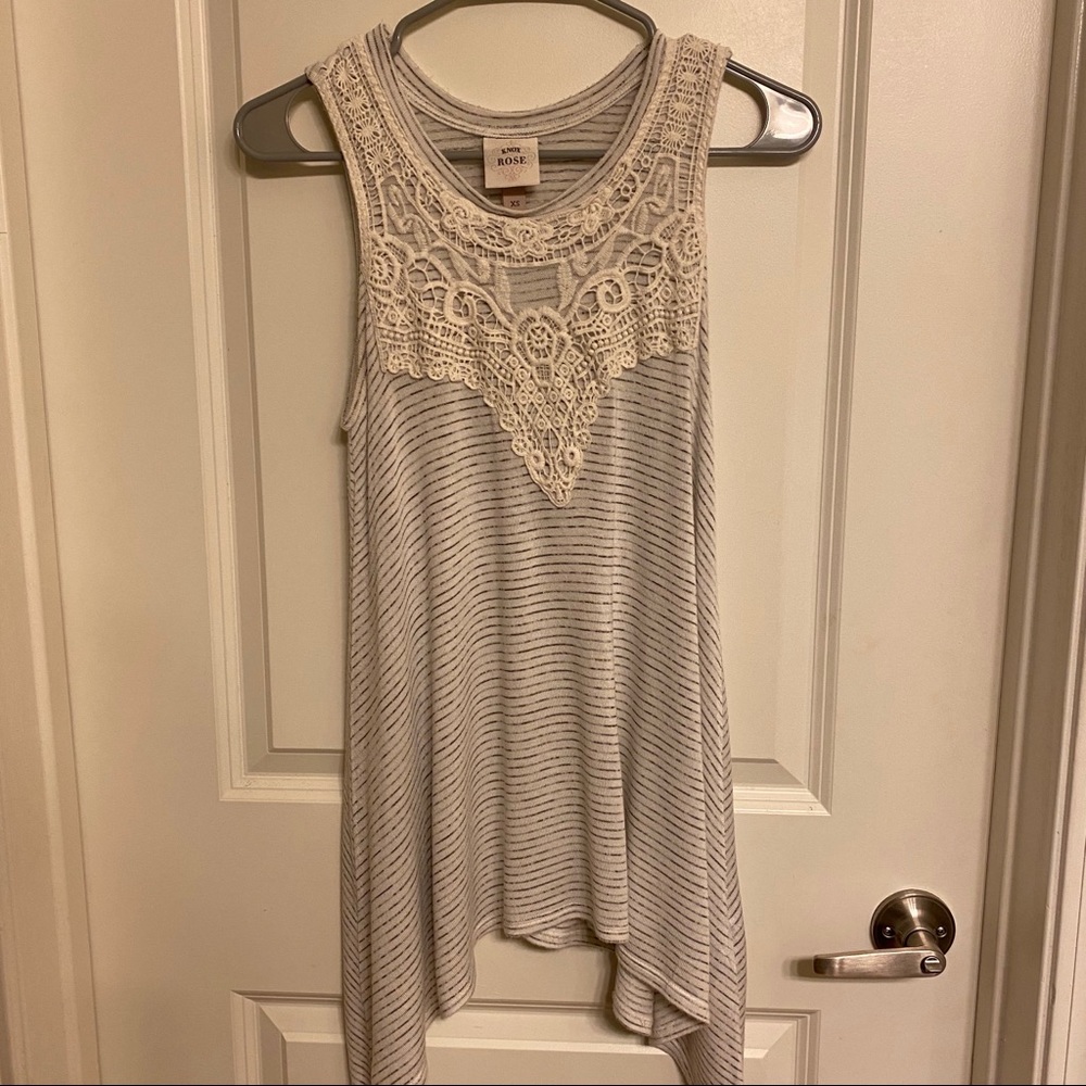 Flowy Striped and Lace Tank Top